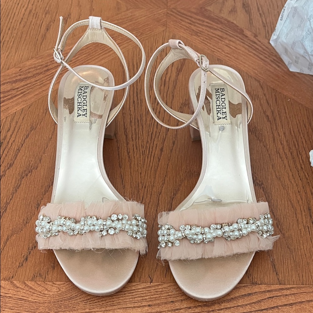 Badgley Mischka Blush Embellished Heels